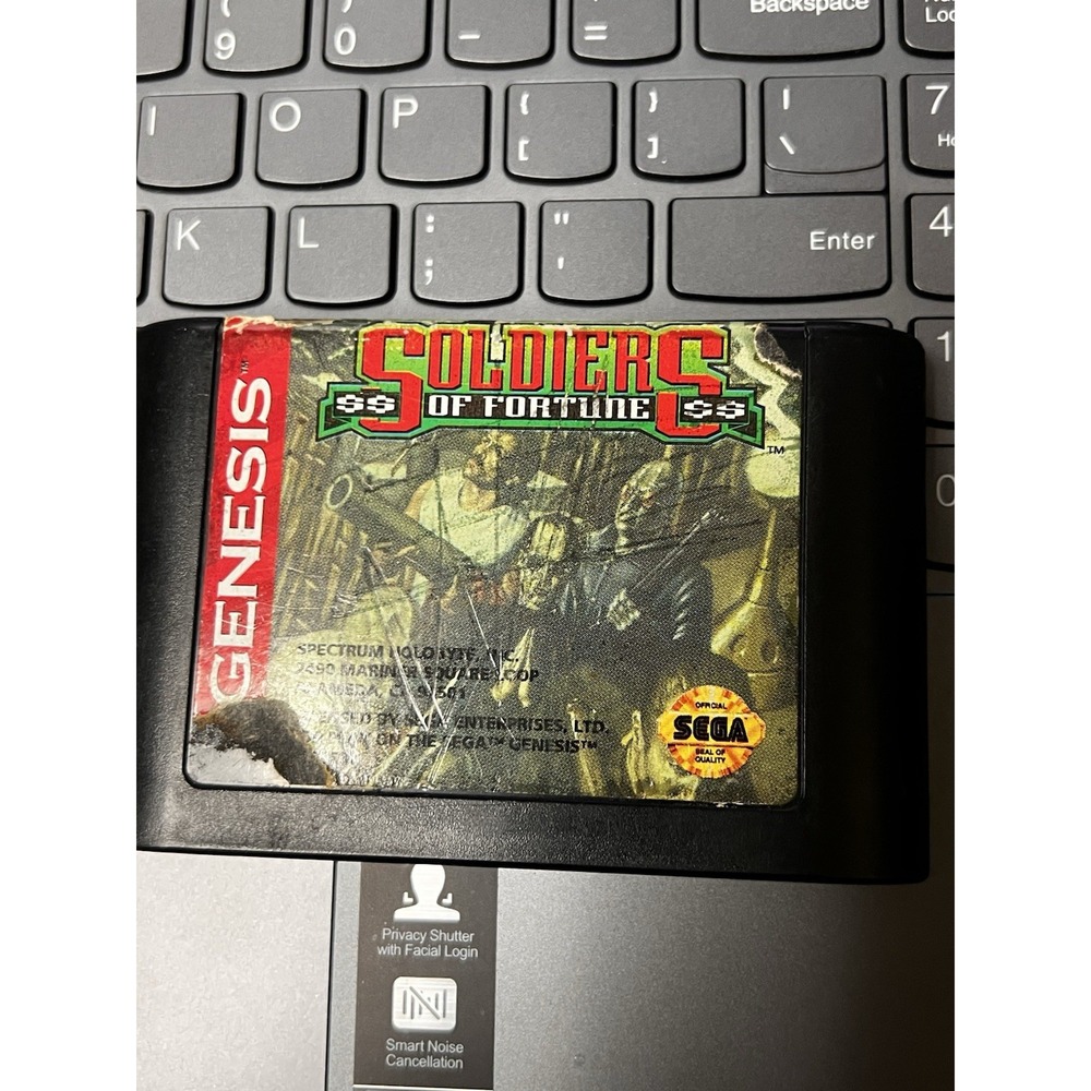 Soldiers of Fortune Sega Genesis Game‎ Cartridge Authentic Black 16-Bit